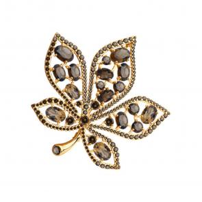 Брошь из золочёного серебра SOKOLOV с фианитом и раухтопазом 92040102-91 фото