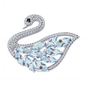 Серебряная брошь SOKOLOV с топазом и фианитом 92040123 фото