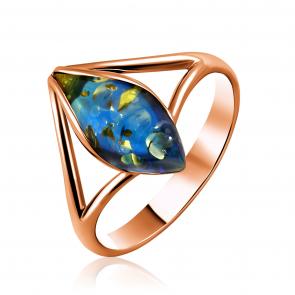 Кольцо из золочёного серебра Дарвин с янтарём 920402023ba-с фото