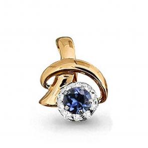 Золотая подвеска AQUAMARINE с бриллиантом и сапфиром 920420кс фото