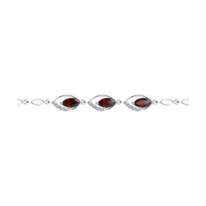 Серебряный браслет SOKOLOV с фианитом и гранатом 92050092-91 фото