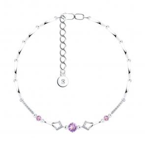 Серебряный браслет SOKOLOV с фианитом и аметистом 92050099-91 фото