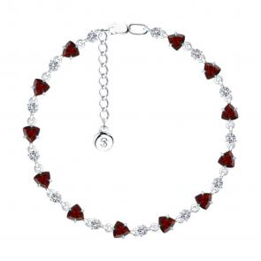 Серебряный браслет SOKOLOV с фианитом и гранатом 92050150-91 фото