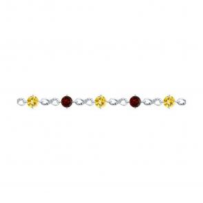 Серебряный браслет SOKOLOV с фианитом, цитрином и гранатом 92050155 фото