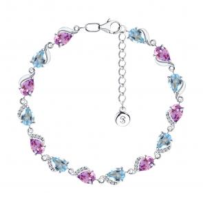 Серебряный браслет SOKOLOV с топазом, фианитом и аметистом 92050159 фото