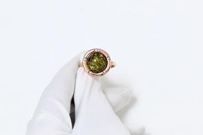 Кольцо из золочёного серебра Дарвин с фианитом и янтарём 920572773aa-з фото