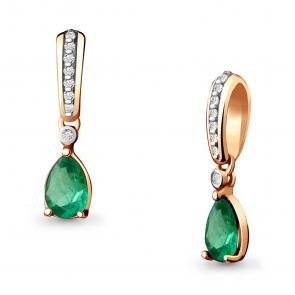 Золотая подвеска AQUAMARINE с бриллиантом и изумрудом 920610ки фото