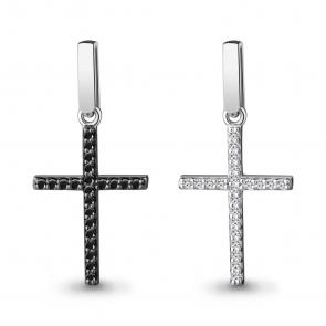 Подвеска-трансформер из белого золота AQUAMARINE с бриллиантом и чёрным бриллиантом 920920Ч фото