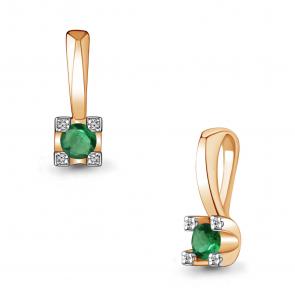 Золотая подвеска AQUAMARINE с бриллиантом и изумрудом 920945ки фото