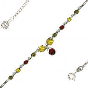 Серебряное колье Дарвин с янтарём 925061065aa-микс фото