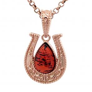 Подвеска из золочёного серебра Символ года Лошадь Дарвин с янтарём 928042850ab-к фото