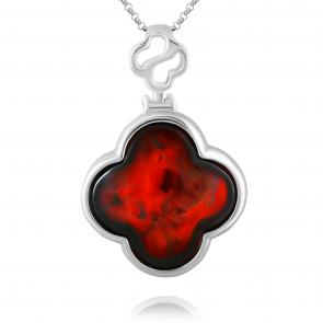 Серебряная подвеска Дарвин с янтарём 928047118cb-к фото