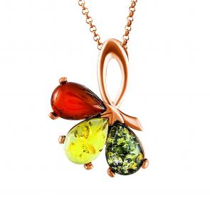Подвеска из золочёного серебра Дарвин с янтарём 928062042aa-микс фото