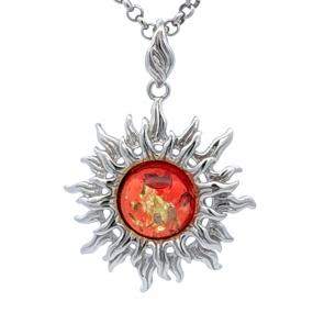 Серебряная подвеска Дарвин с янтарём 928411100bb-кр фото