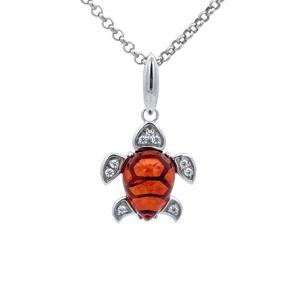 Серебряная подвеска Дарвин с янтарём 928501203ab-к фото