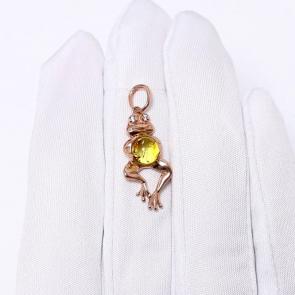 Подвеска из золочёного серебра Дарвин с фианитом и янтарём 928582245ab-л фото
