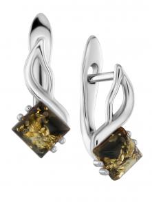 Серебряные серьги Дарвин с янтарём 929011054aa-з фото