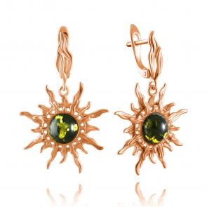 Серьги из золочёного серебра Дарвин с янтарём 929012100bb-з фото