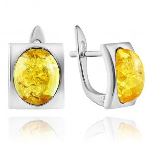 Серебряные серьги Дарвин с янтарём 929021016aa-л фото