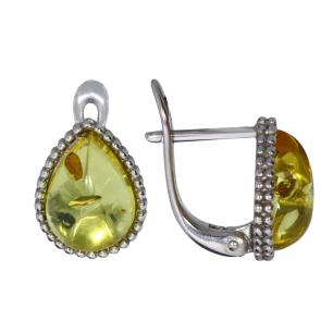 Серебряные серьги Дарвин с янтарём 929021032ca-л фото