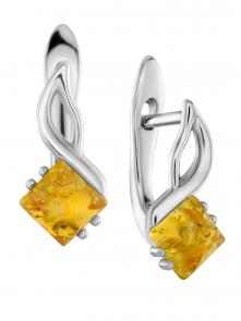 Серебряные серьги Дарвин с янтарём 929021054aa-л фото