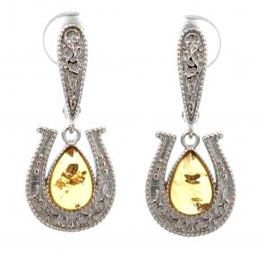 Серебряные серьги Дарвин с янтарём 929021850ab-л фото