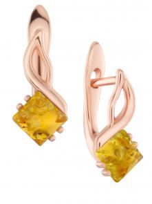 Серьги из золочёного серебра Дарвин с янтарём 929022054aa-л фото