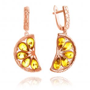 Серьги из золочёного серебра Дарвин с янтарём 929022097ab-л фото