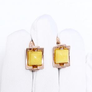 Серьги из золочёного серебра Дарвин с янтарём 929032002aa-ж фото