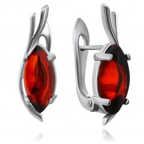 Серебряные серьги Дарвин с янтарём 929041106aa-к фото