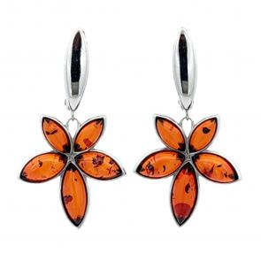 Серебряные серьги Дарвин с янтарём 929041242ab-к фото