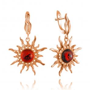 Серьги из золочёного серебра Дарвин с янтарём 929042100ab-к фото