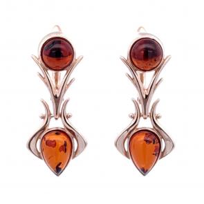 Серьги из золочёного серебра Дарвин с янтарём 929042347ab-к фото