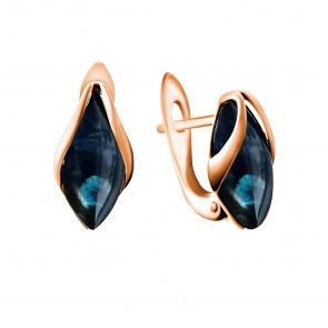 Серьги из золочёного серебра Дарвин с янтарём 929252023aa-бир фото