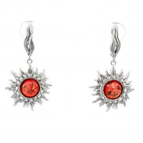 Серебряные серьги Дарвин с янтарём 929411100bb-кр фото