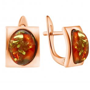 Серьги из золочёного серебра Дарвин с янтарём 929412016aa-кр фото