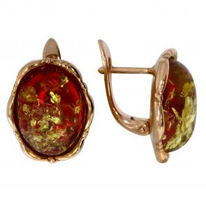 Серьги из золочёного серебра Дарвин с янтарём 929412344aa-кр фото