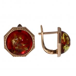 Серьги из золочёного серебра Дарвин с янтарём 929412350aa-кр фото