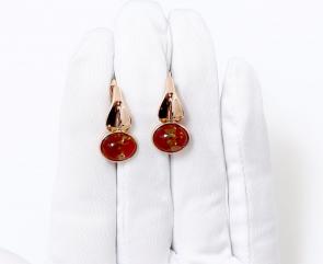 Серьги из золочёного серебра Дарвин с янтарём 929412352aa-кр фото