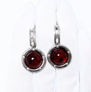 Серебряные серьги Дарвин с фианитом и янтарём 929501773ab-к фото