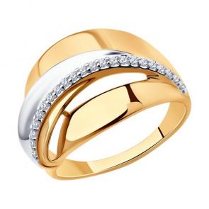 Кольцо из золочёного серебра Diamant с фианитом 93-110-00419-1 фото