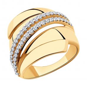 Кольцо из золочёного серебра Diamant с фианитом 93-110-00425-1 фото