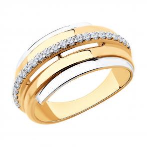 Кольцо из золочёного серебра Diamant с фианитом 93-110-00426-1 фото