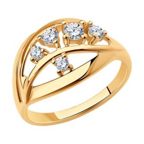 Кольцо из золочёного серебра Diamant с фианитом 93-110-00536-1 фото