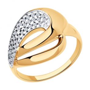 Кольцо из золочёного серебра Diamant с фианитом 93-110-00691-1 фото
