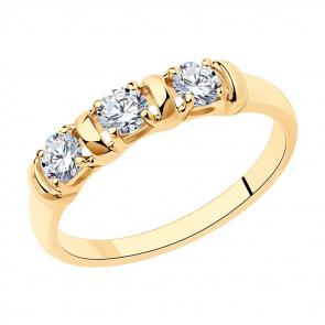Кольцо из золочёного серебра Diamant с фианитом 93-110-01304-1 фото