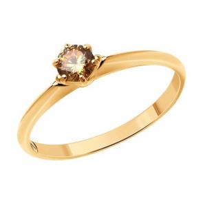 Кольцо из золочёного серебра Diamant с фианитом 93-110-01542-2 фото