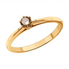 Кольцо из золочёного серебра Diamant с фианитом 93-110-01543-2 фото