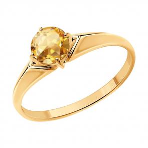 Кольцо из золочёного серебра Diamant с фианитом 93-110-01550-2 фото