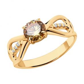 Кольцо из золочёного серебра Diamant с фианитом 93-110-01551-2 фото